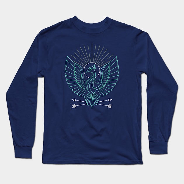 Phoenix Thin Line Drawing Long Sleeve T-Shirt by CoffeeandTeas